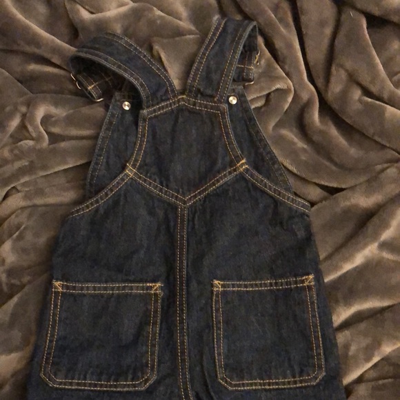 Carter’s dark denim overalls. Plaid cuff accent new - Picture 4 of 5